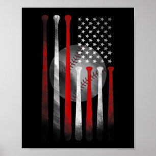 American Flag Vintage Baseball Poster