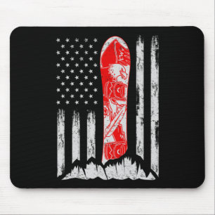 American Flag Vintage Cool Snowboarding Skiing Sno Mouse Mat