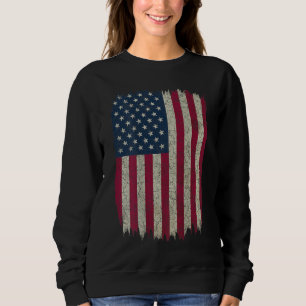 American Flag Vintage Distressed Design on Back US Sweatshirt
