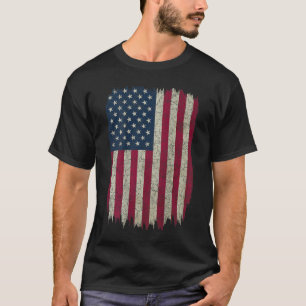 American Flag Vintage Distressed Design on Back US T-Shirt