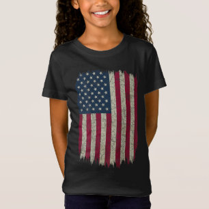 American Flag Vintage Distressed Design on Back US T-Shirt