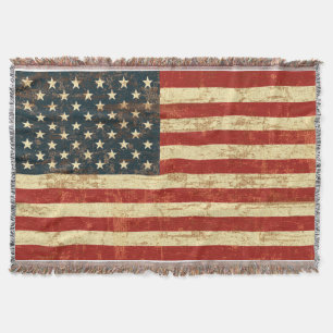 American Flag Vintage Distressed Throw Blanket