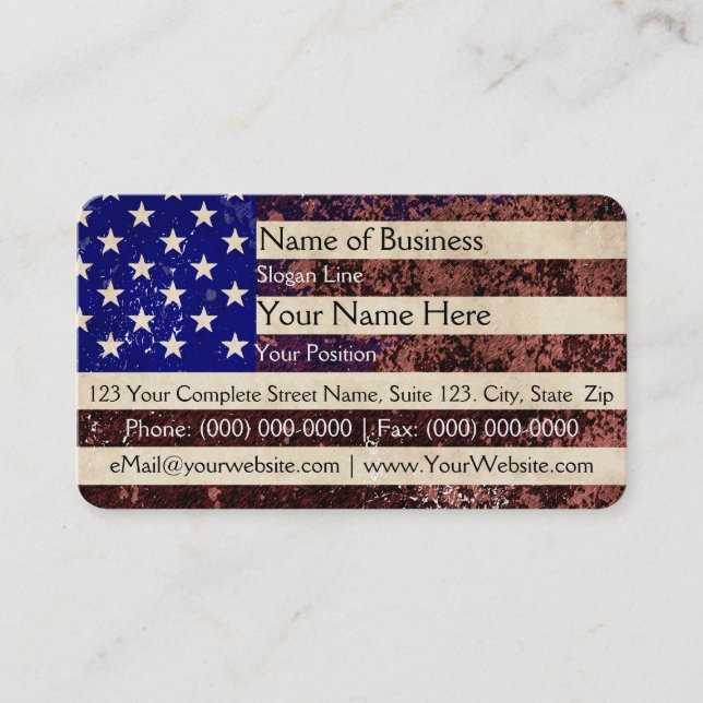 American Flag Vintage Grunge Business Card (Front)