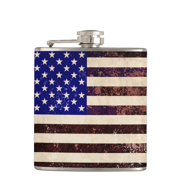 American Flag Vintage Grunge Hip Flask (Front)