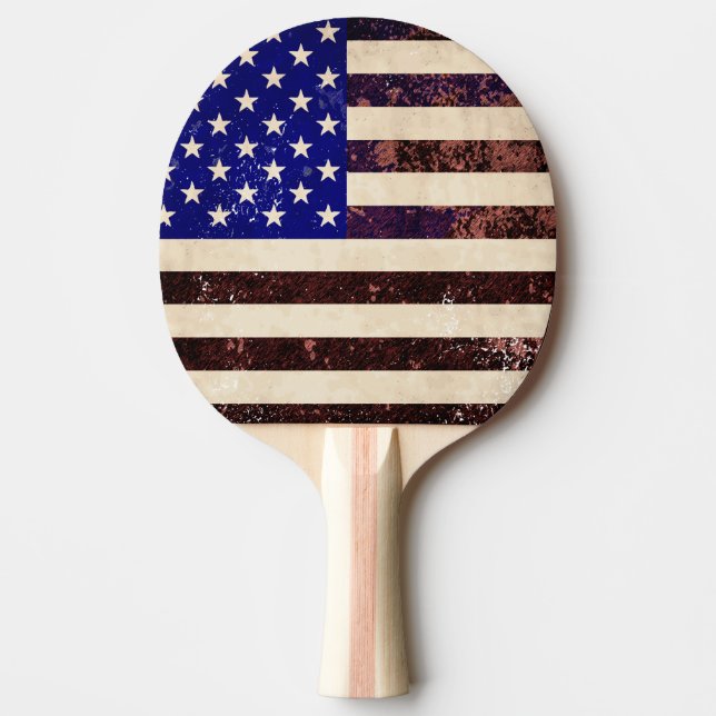 American Flag Vintage Grunge Ping Pong Paddle (Front)