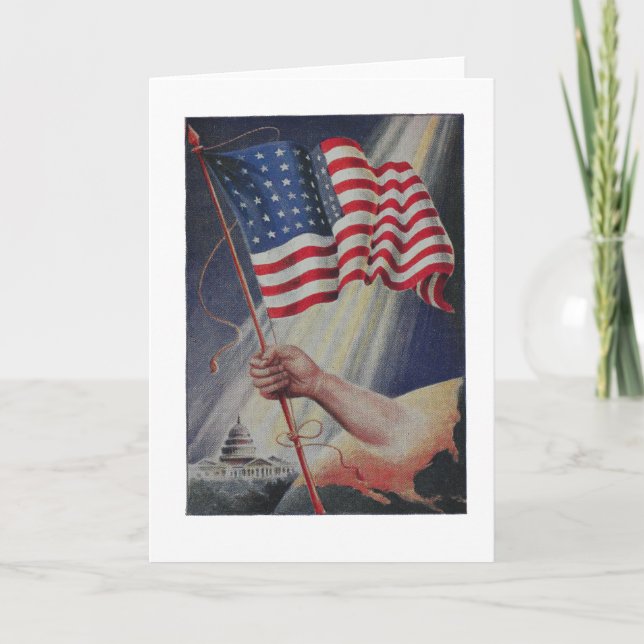 american flag vintage holiday card (Front)