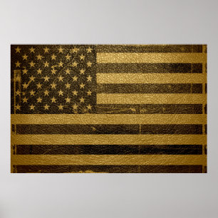 American Flag Vintage Leather Poster