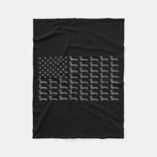 American Flag Vintage Patriotic Dachshund Dad Wein Fleece Blanket
