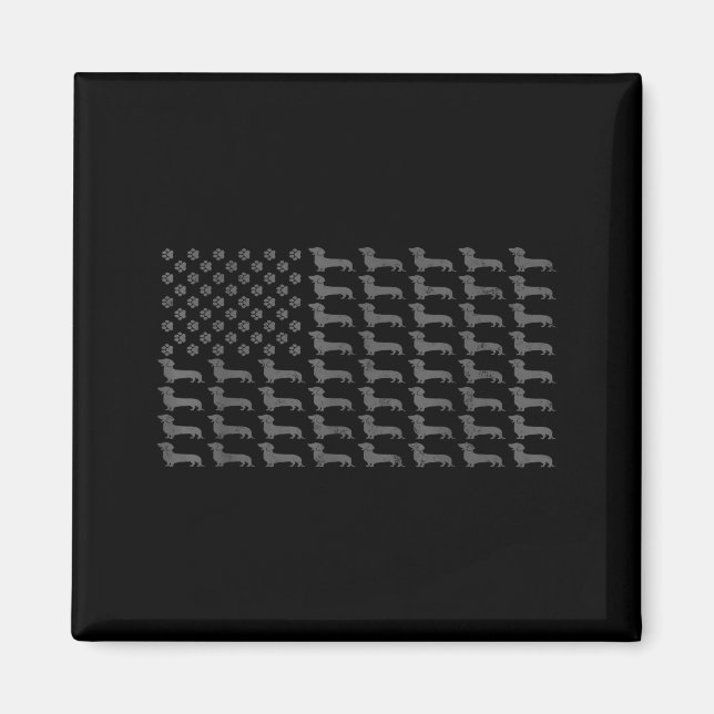 American Flag Vintage Patriotic Dachshund Dad Wein Magnet (Front)