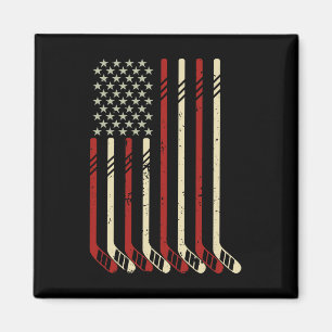 American Flag Vintage Usa Ice Hockey Lover Fan Pla Magnet