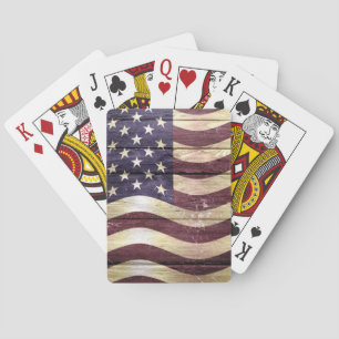 American Flag Vintage Wood Playing Cards