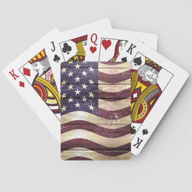 American Flag Vintage Wood Playing Cards (Back)
