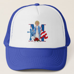 AMERICAN FLAG VIRGIN MARY RELIGIOUS ROSES TRUCKER HAT