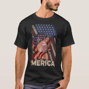 American Flag Vizsla Patriotic Dog 4th Of July Pro T-Shirt
