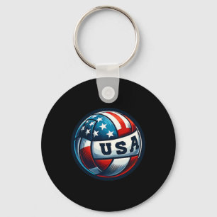 American Flag Volleyball Basketball Patriotic Us 4 Key Ring