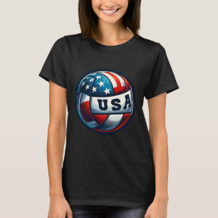 American Flag Volleyball Basketball Patriotic Us 4 T-Shirt
