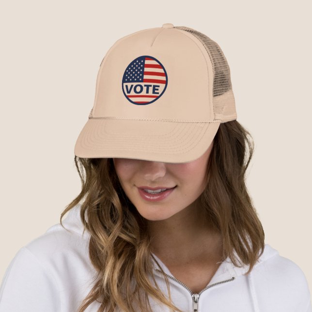 American Flag Vote Simple Trucker Hat (In Situ)