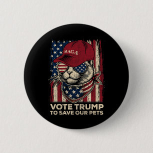 American Flag Vote Trump To Save Our Pets 2024 6 Cm Round Badge