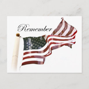 American Flag w/ Crosses - Remember The Fallen Postcard