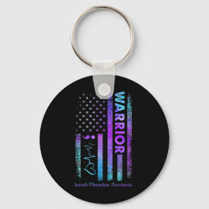 American Flag Warrior Suicide Prevention Awareness Key Ring