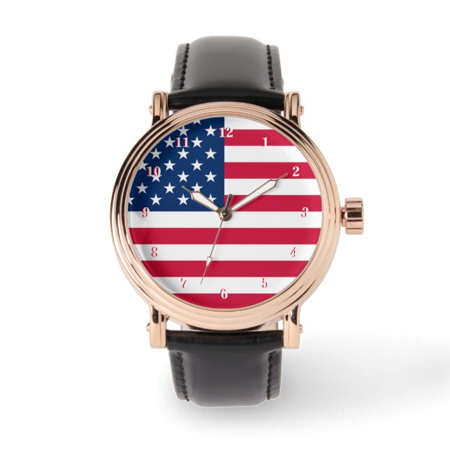 American Flag Watch USA Patriotic Gift (Front)