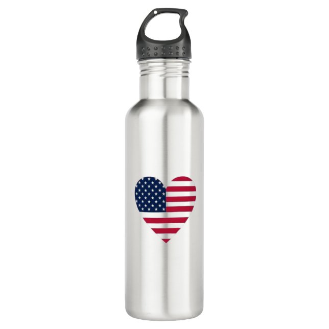 American Flag Water Bottle, Stainless Steel, 24 oz 710 Ml Water Bottle (Front)