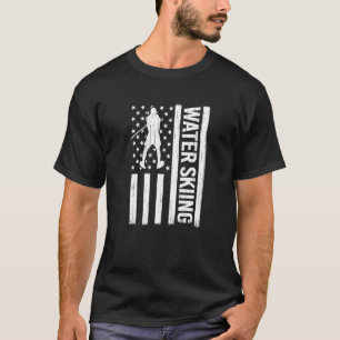 American Flag Water Skiing waterskiing USA men Wat T-Shirt