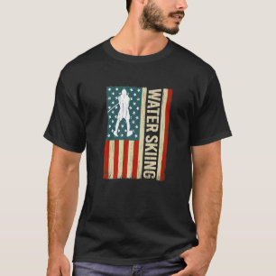 American Flag Water Skiing waterskiing USA men Wat T-Shirt