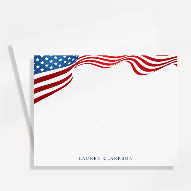 American Flag Wave Patriotic 4th of July Note Card (Creator Uploaded)