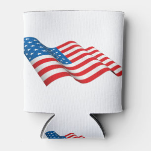 American Flag waving Can Cooler