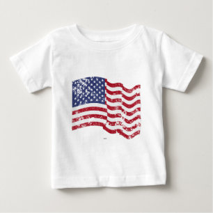 American Flag Waving - Distressed Baby T-Shirt