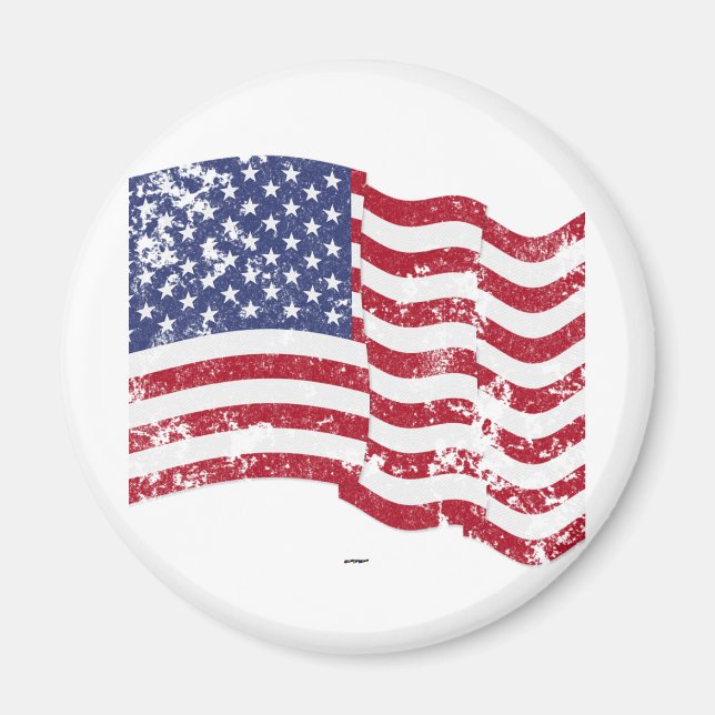 American Flag Waving - Distressed Magnet (Front)