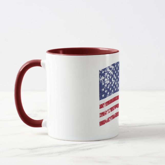 American Flag Waving - Distressed Mug (Left)