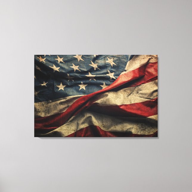 American Flag Waving Fabric Design Canvas Print (Front)
