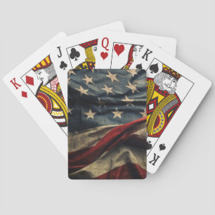 American Flag Waving Fabric Design Playing Cards