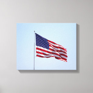 American Flag Waving in the Sky Colour 11x14 Canvas Print
