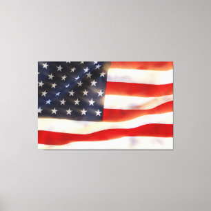 American flag waving in the wind canvas print