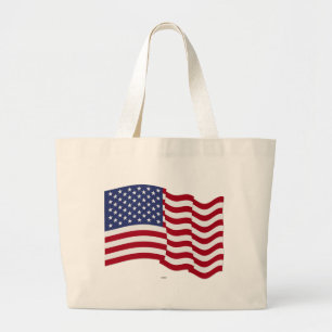 American Flag Waving Large Tote Bag