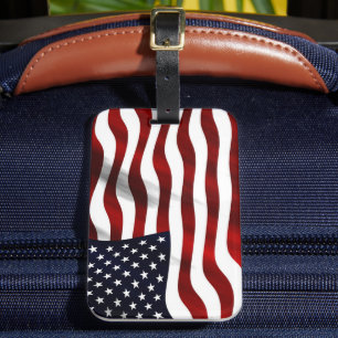 American Flag Waving Luggage Tag