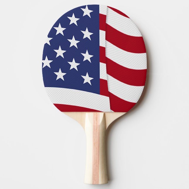 American Flag Waving Ping Pong Paddle (Front)