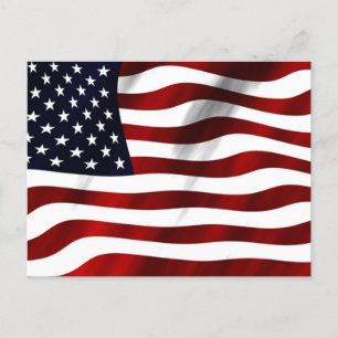 American Flag waving, popular design, Postcard