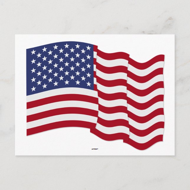 American Flag Waving Postcard (Front)