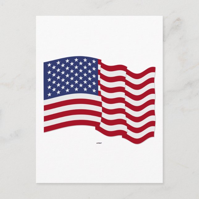 American Flag Waving Postcard (Front)