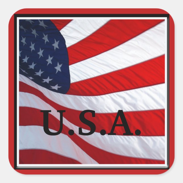 American Flag Waving  Square Sticker (Front)