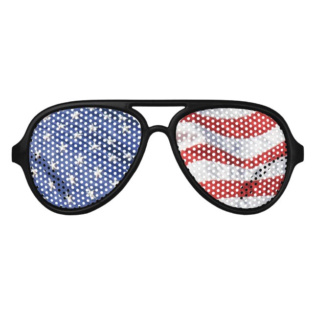 American Flag Waving Stars and Stripes USA Aviator Sunglasses (Front)