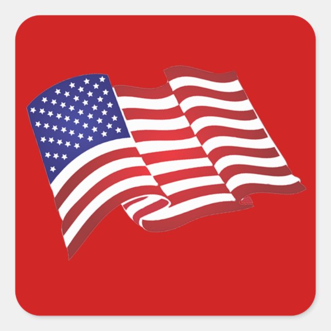 American Flag Waving Stickers (Front)