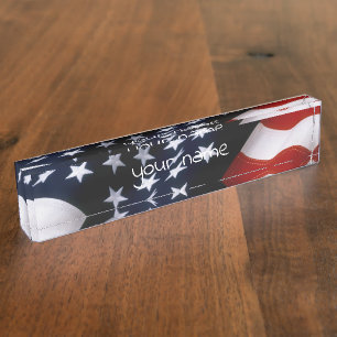 American flag wavy nameplate