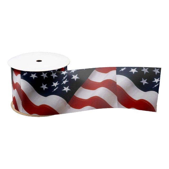 American flag wavy satin ribbon (Spool)
