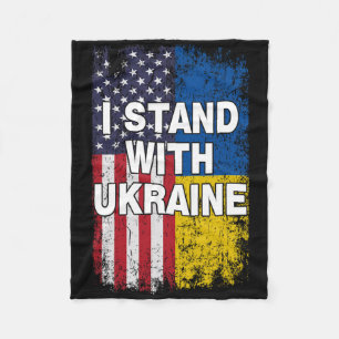 American Flag We Support Ukraine Flag I Stand With Fleece Blanket