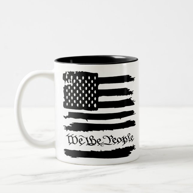 American Flag We The People Two-Tone Coffee Mug (Left)